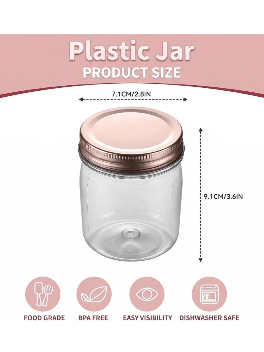 Glass Spice and Pantry Jars with Rose Gold Lids - Set of 6